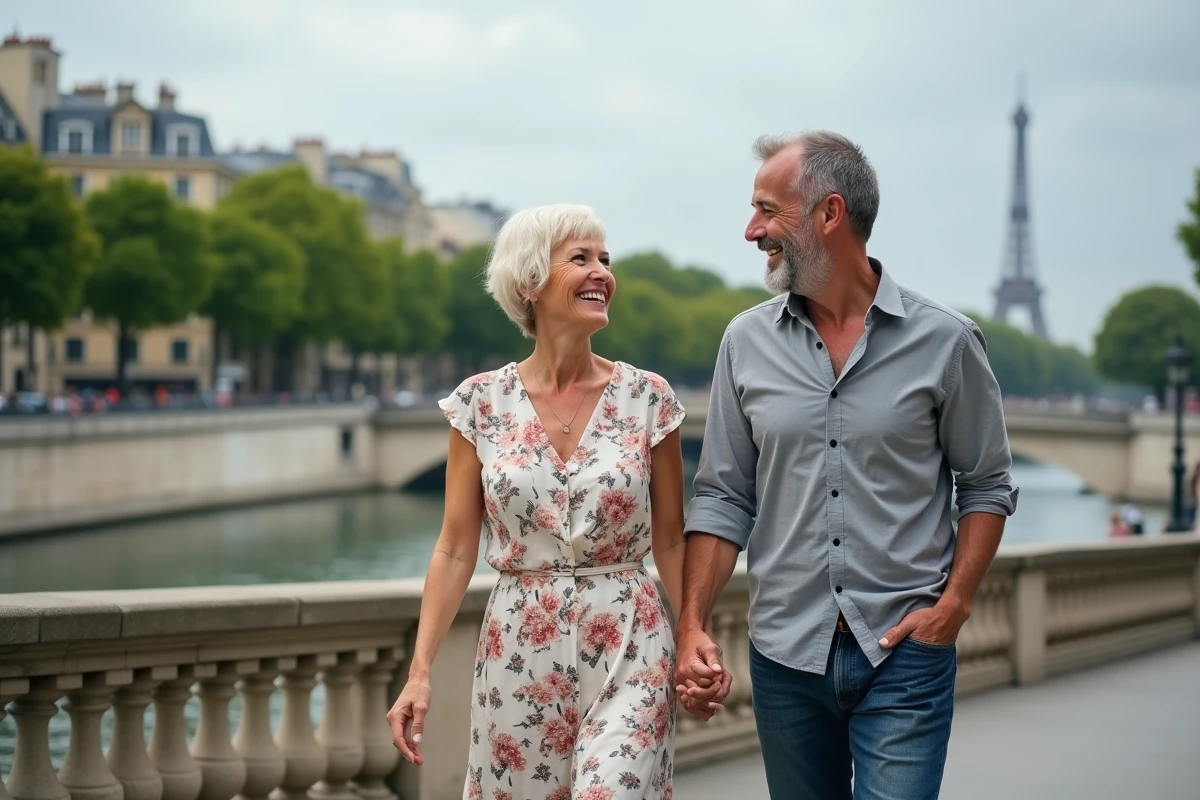 Couple se promenant main dans la main le long de la Seine à Paris, illustrant la relation amoureuse de Zazie